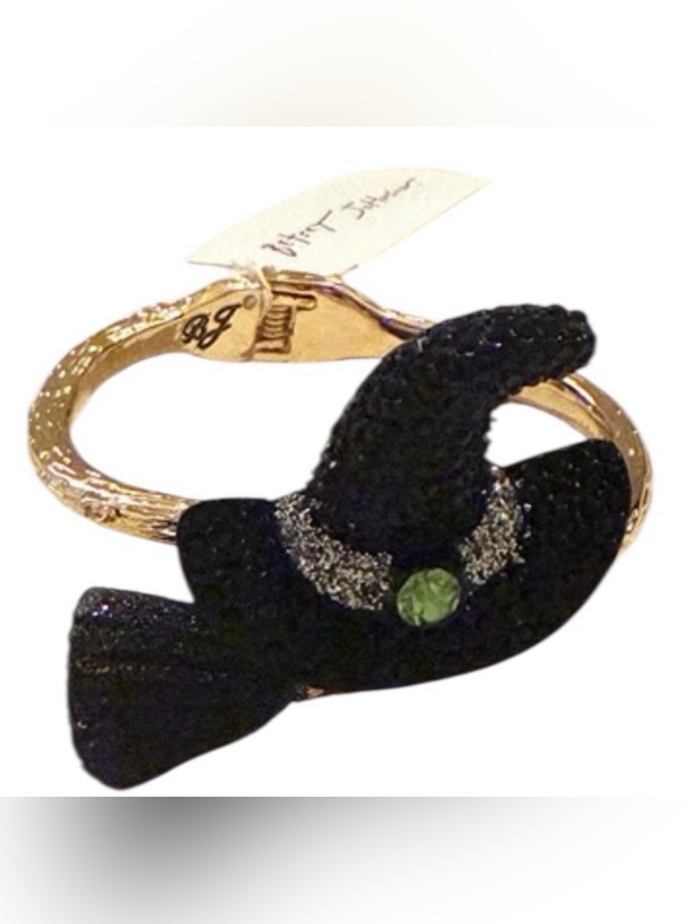 BETSEY JOHNSON Halloween Hinged Pavé Crystal Witch Hat & Broom Bracelet NEW NWT